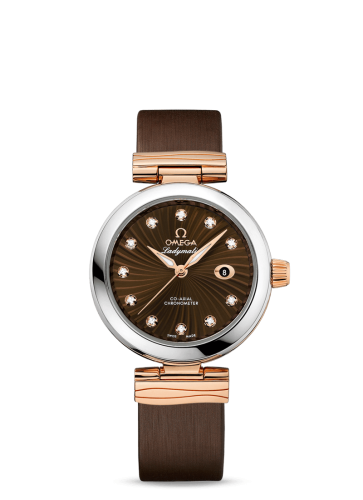 Omega LadyMatic Co-Axial 34 Stainless Steel / Red Gold / Brown